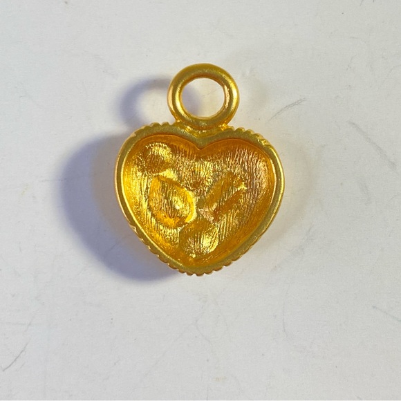 Vintage Gold Heart Necklace with Crystals - Picture 2 of 5